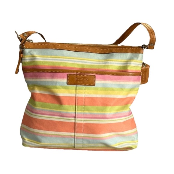 Y2K Coach multicolor Striped crossbody shoulder purse - Picture 1 of 16